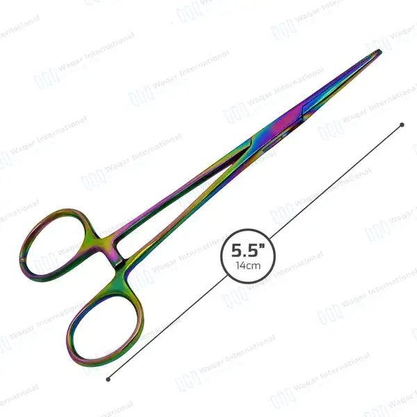 Multi Rainbow Color Kelly Hemostat Forceps 5.5″ Straight - surgical instruments manufactured by Waqar International, Sialkot - view 3