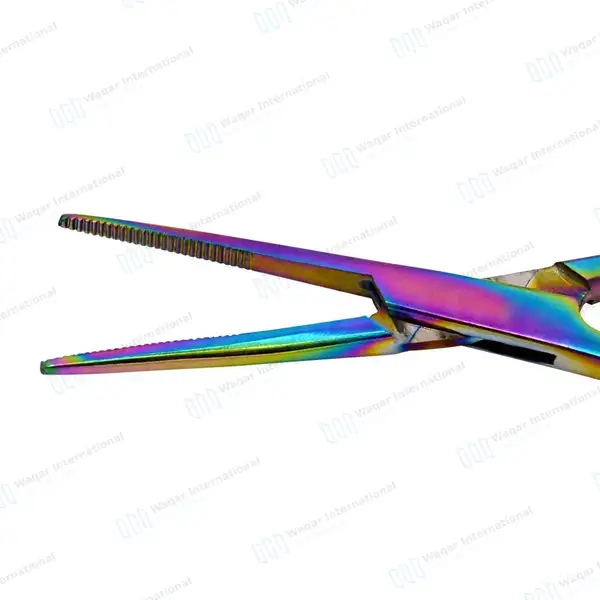 Multi Rainbow Color Kelly Hemostat Forceps 5.5″ Straight - surgical instruments manufactured by Waqar International, Sialkot - view 4