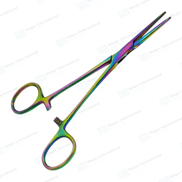 Multi Rainbow Color Kelly Hemostat Forceps 5.5″ Straight - surgical instruments manufactured by Waqar International, Sialkot - view 6