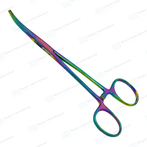 Multi Rainbow Color Kelly Hemostat Forceps 5.5″ Curved - surgical instruments manufactured by Waqar International, Sialkot - view 2