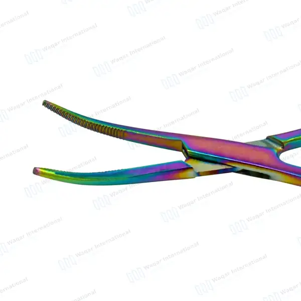Multi Rainbow Color Kelly Hemostat Forceps 5.5″ Curved - surgical instruments manufactured by Waqar International, Sialkot - view 4
