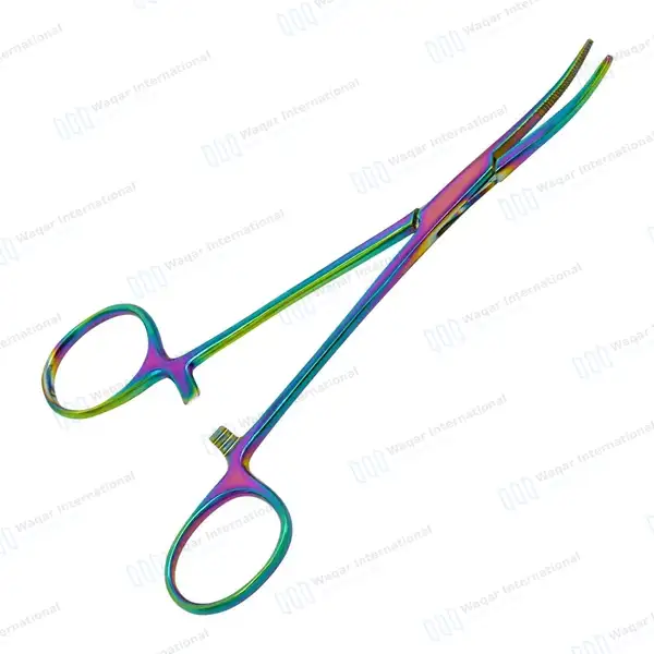 Multi Rainbow Color Kelly Hemostat Forceps 5.5″ Curved - surgical instruments manufactured by Waqar International, Sialkot - view 6