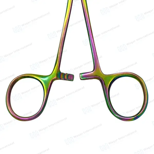 2 Multi Rainbow Color Kelly Forceps 5.5″ (14cm) Straight Curved - surgical instruments manufactured by Waqar International, Sialkot - view 6