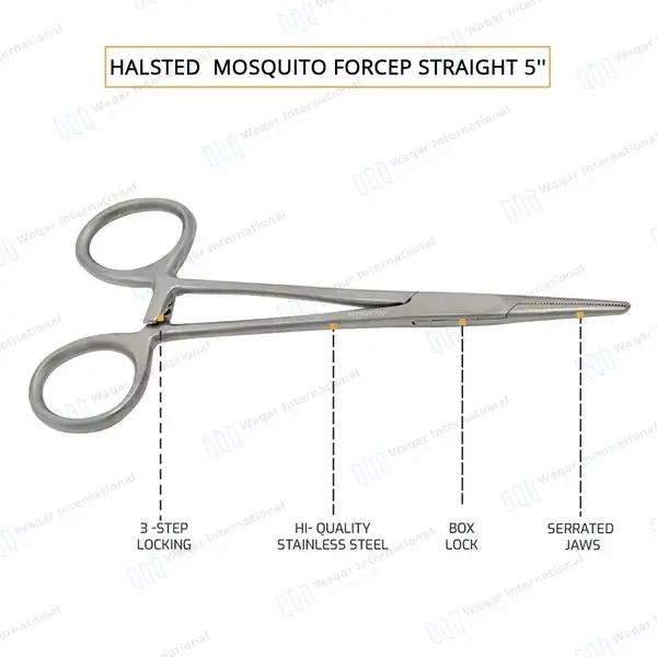 10 Pcs Mosquito Hemostat Locking Forceps 5″ Straight - surgical instruments manufactured by Waqar International, Sialkot - view 2