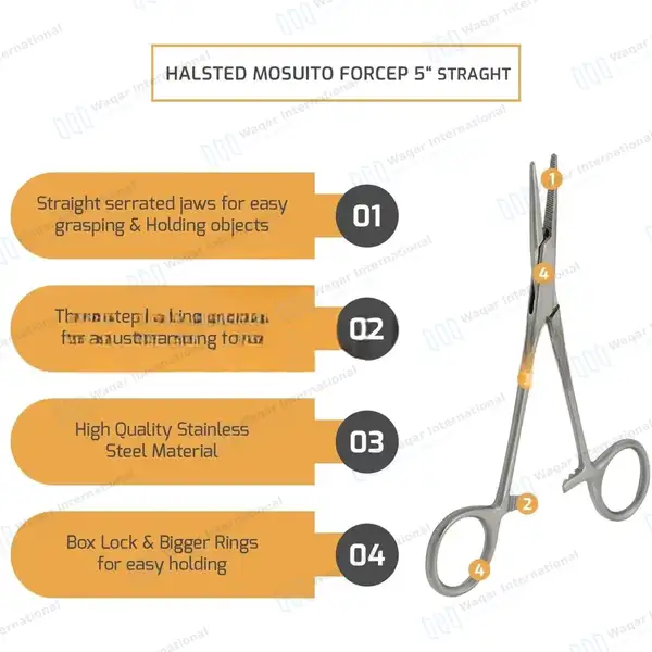 10 Pcs Mosquito Hemostat Locking Forceps 5″ Straight - surgical instruments manufactured by Waqar International, Sialkot - view 7