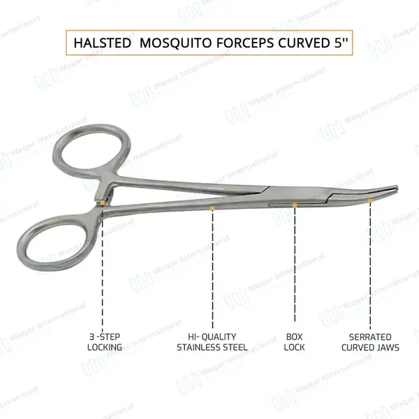10 Pcs Mosquito Hemostat Locking Forceps 5″ Curved - surgical instruments manufactured by Waqar International, Sialkot - view 3