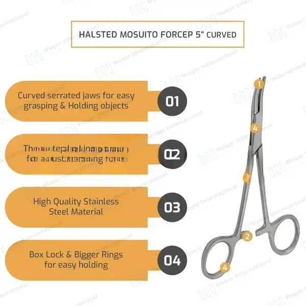 10 Pcs Mosquito Hemostat Locking Forceps 5″ Curved - surgical instruments manufactured by Waqar International, Sialkot - view 6