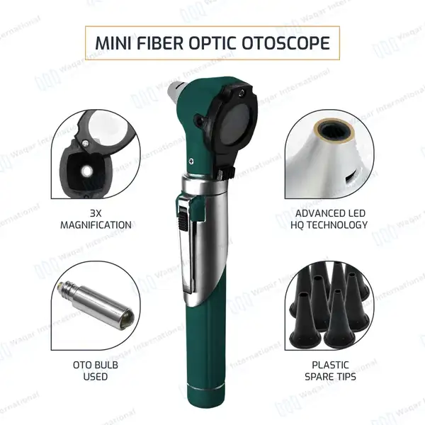 13 Pcs Fiber Optic Mini Otoscope Set – Hunter Green - surgical instruments manufactured by Waqar International, Sialkot - view 6