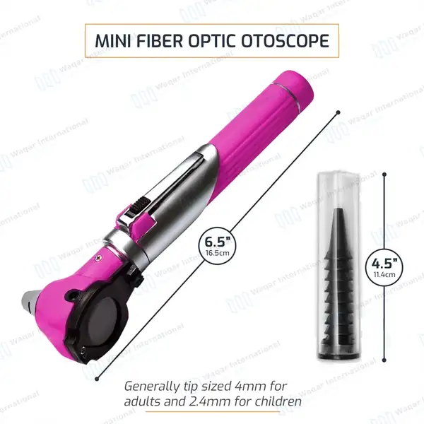 13 Pcs Fiber Optic Mini Otoscope Set – Magenta - surgical instruments manufactured by Waqar International, Sialkot - view 3