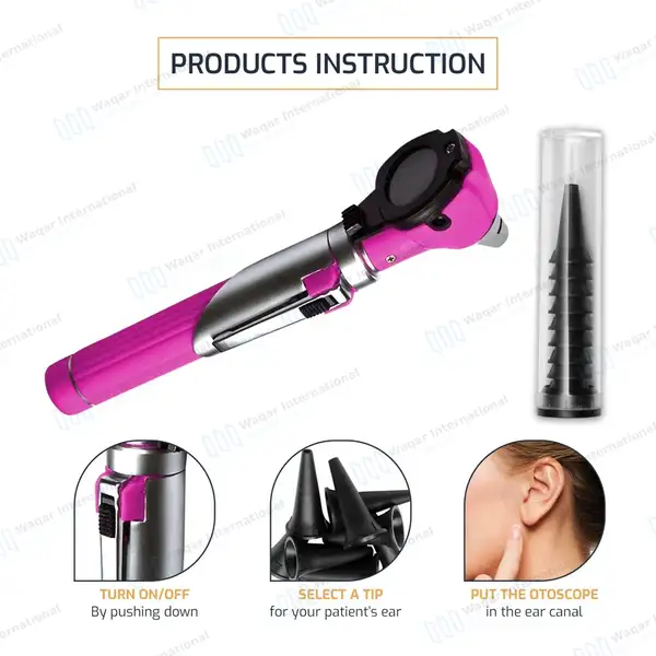 13 Pcs Fiber Optic Mini Otoscope Set – Magenta - surgical instruments manufactured by Waqar International, Sialkot - view 5