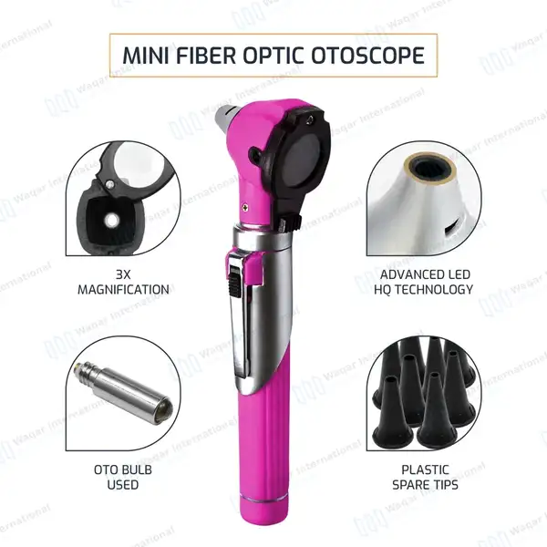 13 Pcs Fiber Optic Mini Otoscope Set – Magenta - surgical instruments manufactured by Waqar International, Sialkot - view 6