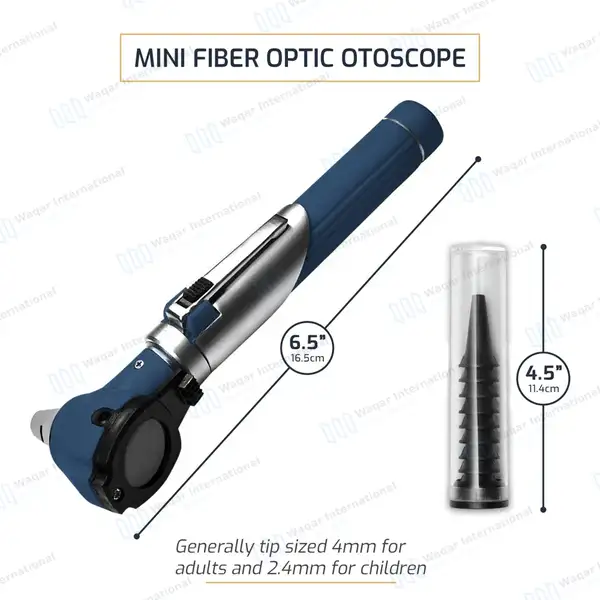 13 Pcs Fiber Optic Mini Otoscope Set – Navy Blue - surgical instruments manufactured by Waqar International, Sialkot - view 3