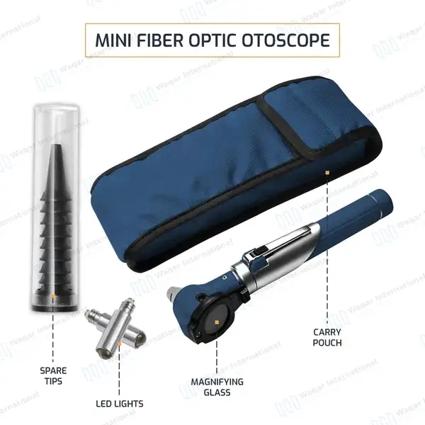 13 Pcs Fiber Optic Mini Otoscope Set – Navy Blue - surgical instruments manufactured by Waqar International, Sialkot - view 4