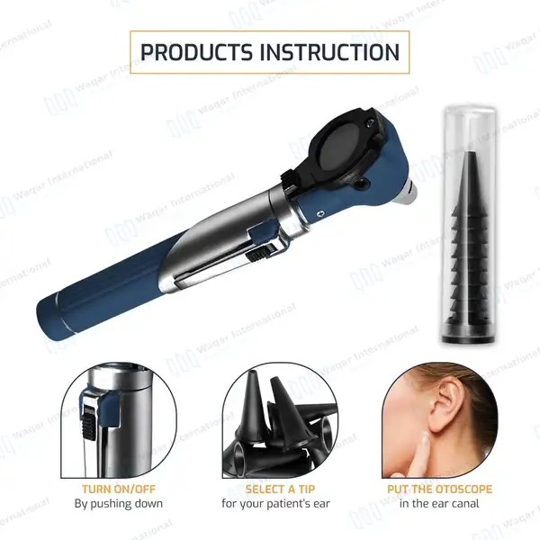 13 Pcs Fiber Optic Mini Otoscope Set – Navy Blue - surgical instruments manufactured by Waqar International, Sialkot - view 5