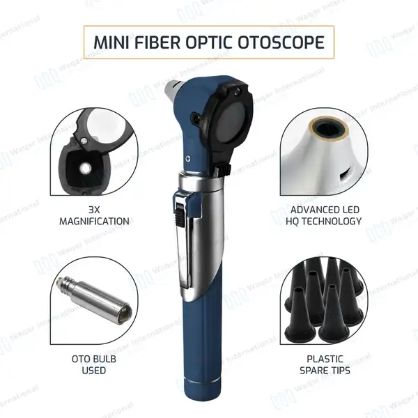 13 Pcs Fiber Optic Mini Otoscope Set – Navy Blue - surgical instruments manufactured by Waqar International, Sialkot - view 6