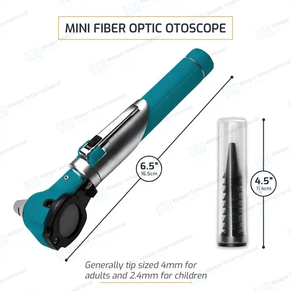 13 Pcs Fiber Optic Mini Otoscope Set – Teal - surgical instruments manufactured by Waqar International, Sialkot - view 3