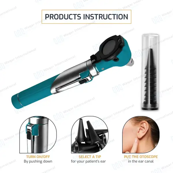 13 Pcs Fiber Optic Mini Otoscope Set – Teal - surgical instruments manufactured by Waqar International, Sialkot - view 5