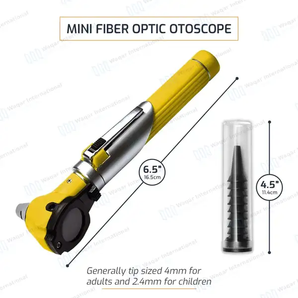 13 Pcs Fiber Optic Mini Otoscope Set – Yellow - surgical instruments manufactured by Waqar International, Sialkot - view 3
