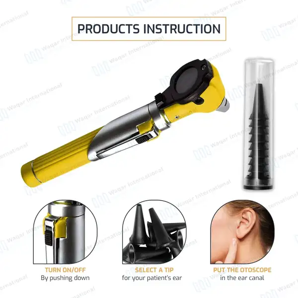 13 Pcs Fiber Optic Mini Otoscope Set – Yellow - surgical instruments manufactured by Waqar International, Sialkot - view 6