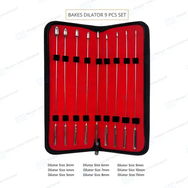 9 Pcs Bakes Common Duct Dilators Set 3mm-11mm Single Ended - surgical instruments manufactured by Waqar International, Sialkot - view 3