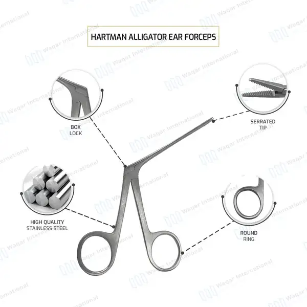 5 Pcs Hartman Alligator 3.5″ Adson Bayonet Fox Dermal Curettes Set - surgical instruments manufactured by Waqar International, Sialkot - view 4