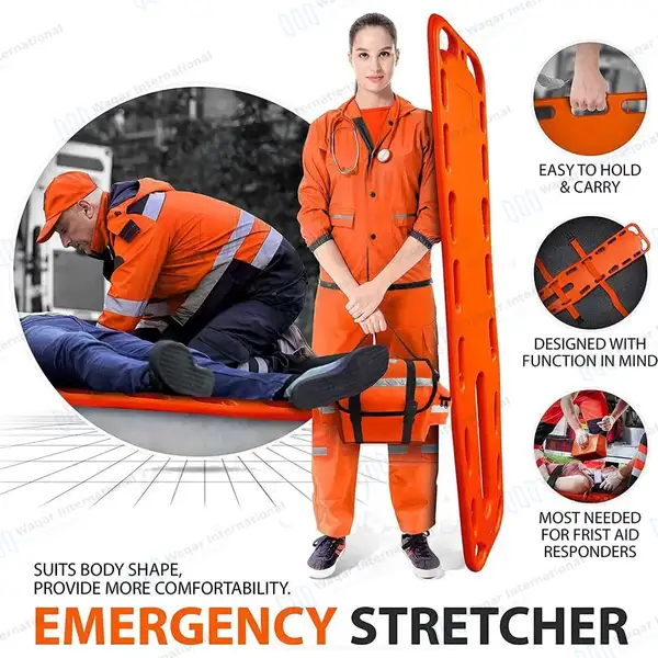 EMT Backboard Spine Board Stretcher Immobilization Kit – Free Trauma Bag – Orange - surgical instruments manufactured by Waqar International, Sialkot - view 2