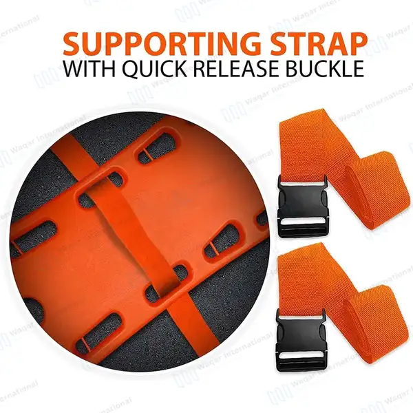 EMT Backboard Spine Board Stretcher Immobilization Kit – Free Trauma Bag – Orange - surgical instruments manufactured by Waqar International, Sialkot - view 4