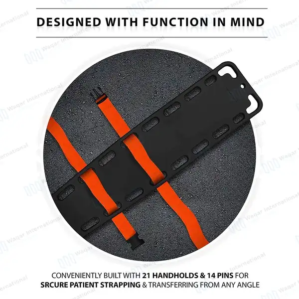 Spine Board Stretcher Backboard Immobilization – Black - surgical instruments manufactured by Waqar International, Sialkot - view 4