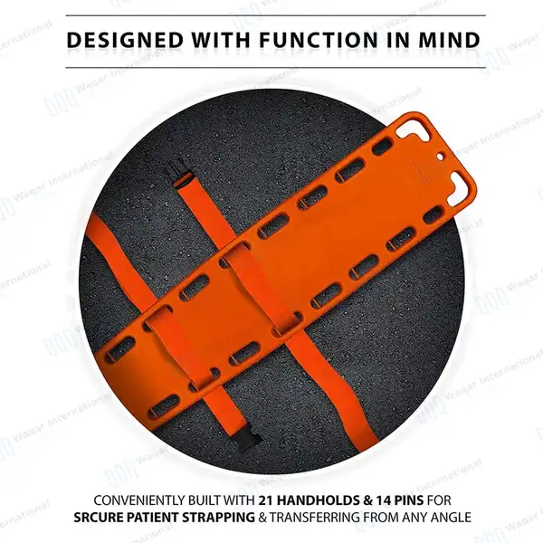 Spine Board Stretcher Backboard Immobilization – Orange - surgical instruments manufactured by Waqar International, Sialkot - view 3