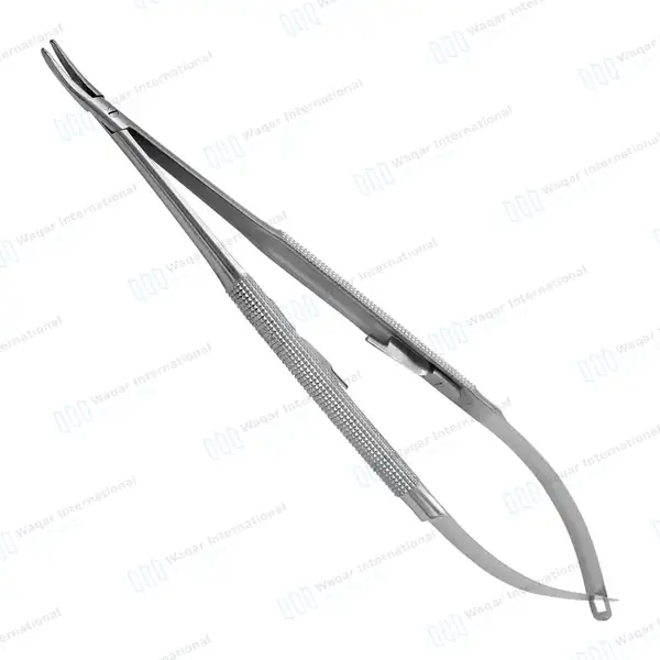 Castroviejo Needle Holder 7″ Curved Serrated Tip with Lock - surgical instruments manufactured by Waqar International, Sialkot - view 5
