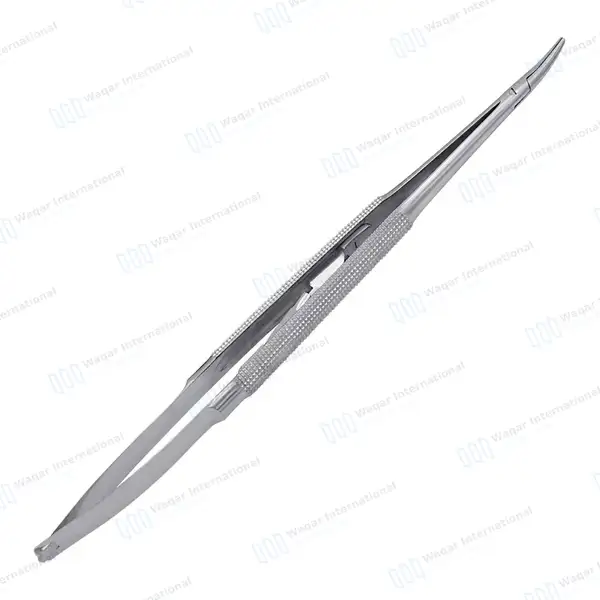 Castroviejo Needle Holder 7″ Curved Serrated Tip with Lock - surgical instruments manufactured by Waqar International, Sialkot - view 6