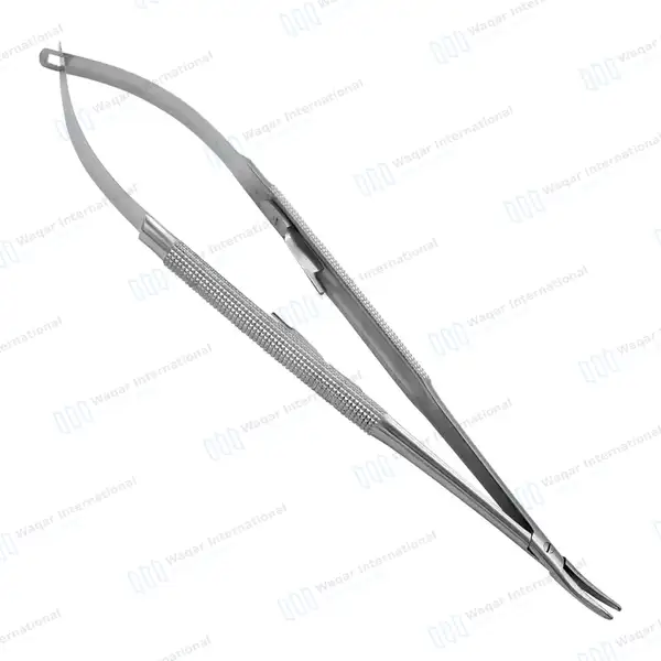 Castroviejo Needle Holder 7″ Curved Serrated Tip with Lock - surgical instruments manufactured by Waqar International, Sialkot - view 8