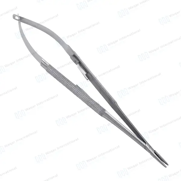 2 Castroviejo Needle Holder 7″ Straight & Curved Serrated Tip - surgical instruments manufactured by Waqar International, Sialkot - view 9