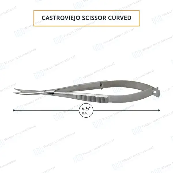 Castroviejo Micro Scissor 4.5″ Curved - surgical instruments manufactured by Waqar International, Sialkot - view 3
