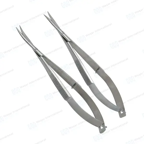 2 Castroviejo Micro Scissors 4.5″ Straight & Curved - surgical instruments manufactured by Waqar International, Sialkot - view 2