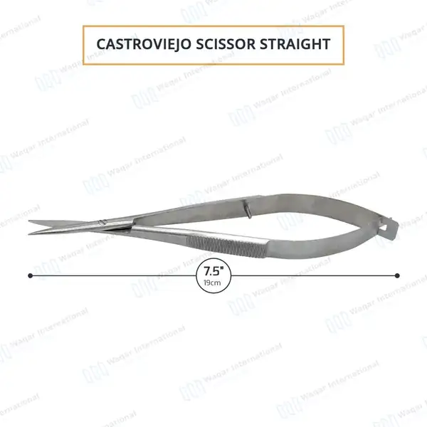 Castroviejo Scissors 7.5″ Straight - surgical instruments manufactured by Waqar International, Sialkot - view 3