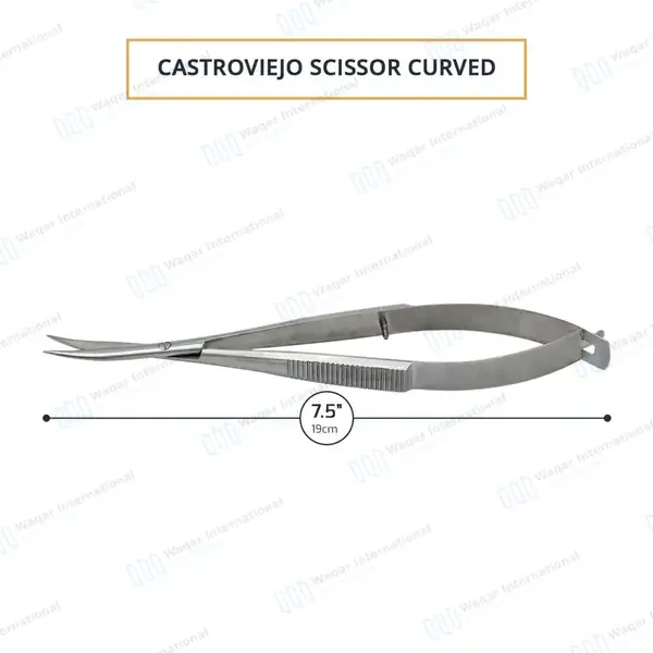 Castroviejo Scissors 7.5″ Curved - surgical instruments manufactured by Waqar International, Sialkot - view 3