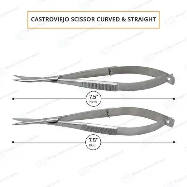 2 Castroviejo Micro Scissors 7.5″ Straight & Curved - surgical instruments manufactured by Waqar International, Sialkot - view 3