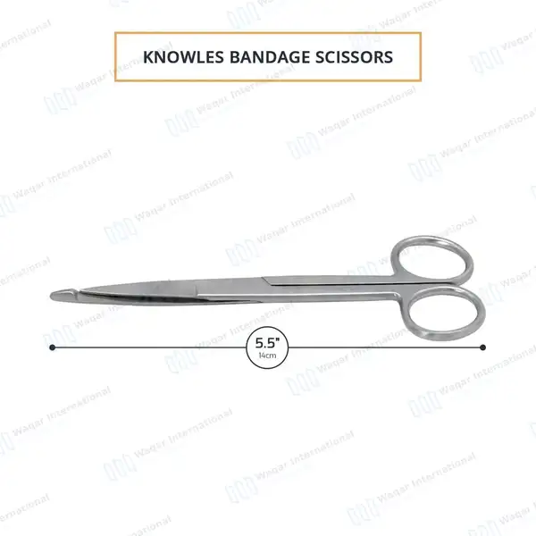 3 Knowles Bandage Scissors 5.5″ Straight - surgical instruments manufactured by Waqar International, Sialkot - view 3