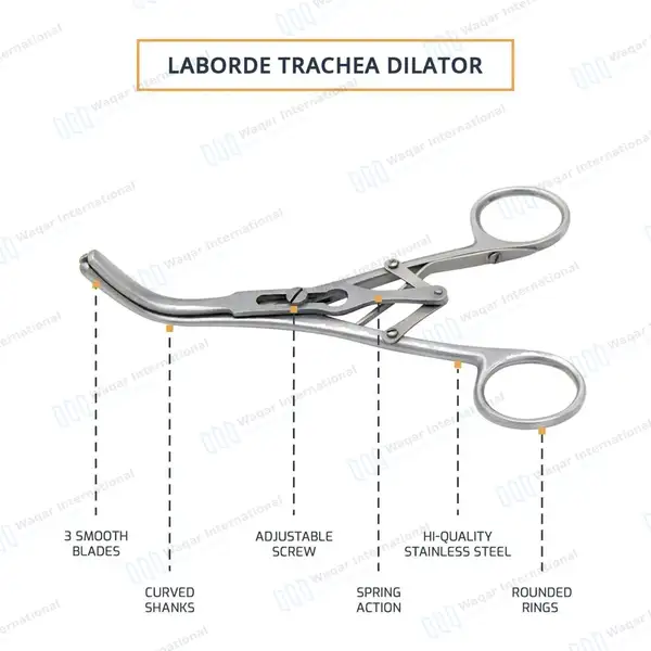 5 Laborde Tracheal Dilator Forceps 5.5″ with 3 Blades - surgical instruments manufactured by Waqar International, Sialkot - view 4