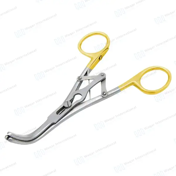 5 Laborde Tracheal Dilator Forceps 5.5″ 3 Prong with Gold Handle - surgical instruments manufactured by Waqar International, Sialkot - view 8