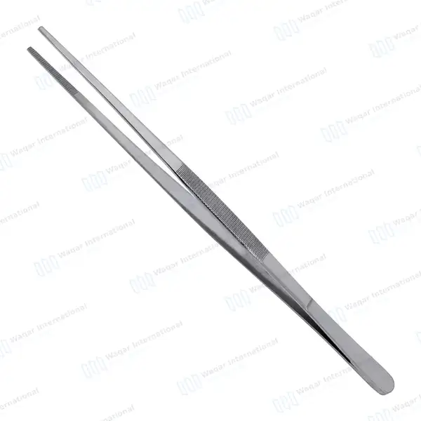 Kitchen Tweezer 10″ Straight Tip BBQ Grill Plating Long Food Tongs – Silver - surgical instruments manufactured by Waqar International, Sialkot - view 2