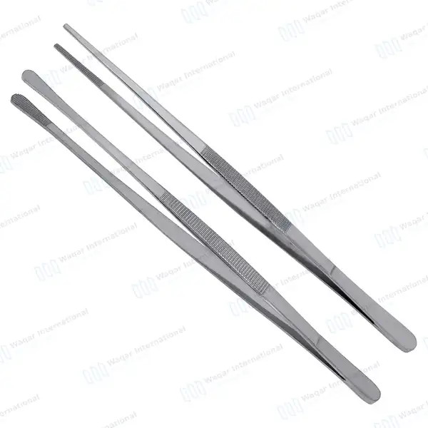 2 Pcs Kitchen Tweezer Tongs 10″ Straight & Round Tip BBQ Grill Tweezers – Silver - surgical instruments manufactured by Waqar International, Sialkot - view 7