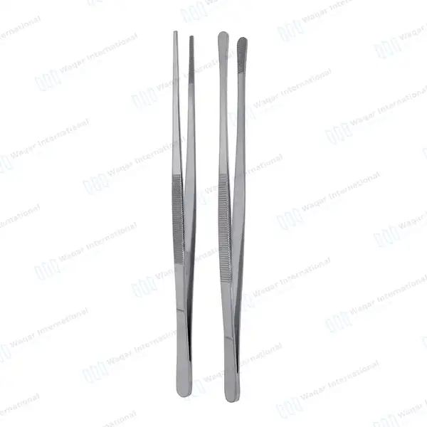 2 Pcs Kitchen Tweezer Tongs 12″ Straight & Round Tip BBQ Grill Tweezers – Silver - surgical instruments manufactured by Waqar International, Sialkot - view 2