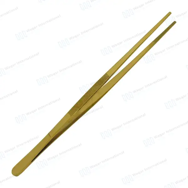 Kitchen Cooking Tongs 10″ Straight Tip BBQ Grill Tweezers – Gold - surgical instruments manufactured by Waqar International, Sialkot - view 7