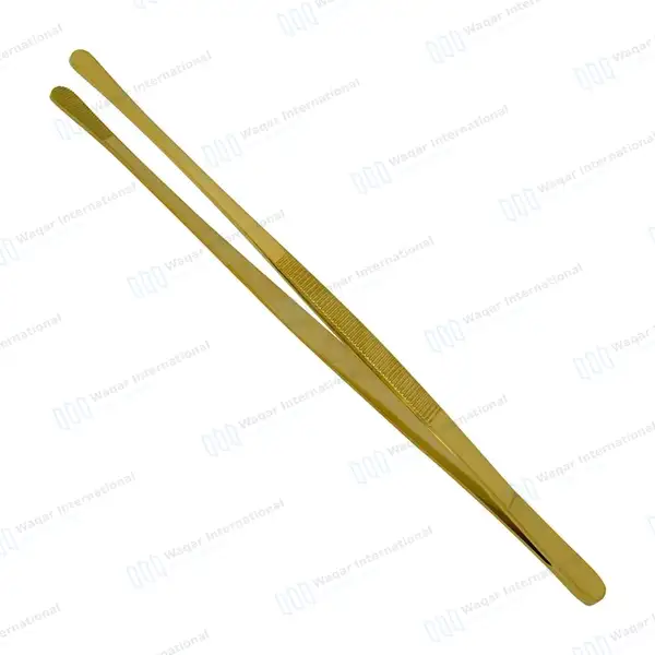 Kitchen Cooking Tongs 12″ Round Tip BBQ Grill Tweezers – Gold - surgical instruments manufactured by Waqar International, Sialkot - view 2
