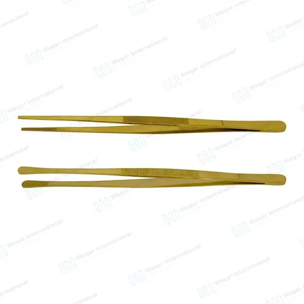 2 Pcs Kitchen Tweezer Tongs 10″ Straight & Round Tip BBQ Grill Tweezers – Gold - surgical instruments manufactured by Waqar International, Sialkot - view 5