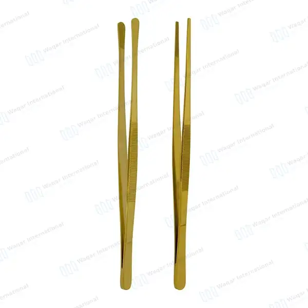 2 Pcs Kitchen Tweezer Tongs 12″ Straight & Round Tip BBQ Grill Tweezers – Gold - surgical instruments manufactured by Waqar International, Sialkot - view 2