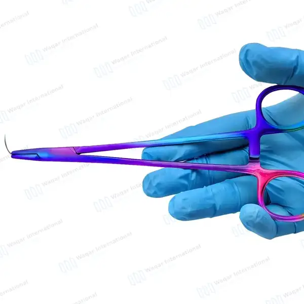 Olsen Hegar Suture Needle Holder Driver 6.5″ with Scissor – Rainbow Color - surgical instruments manufactured by Waqar International, Sialkot - view 9