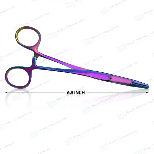 5 Olsen Hegar Suture Needle Holder Driver 6.5″ with Scissor – Rainbow Color - surgical instruments manufactured by Waqar International, Sialkot - view 3
